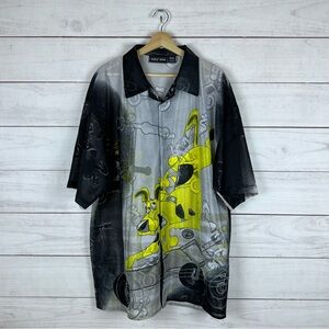 Vintage Y2K Scooby Doo Delf See Through Button Short Sleeve Shirt 3XL